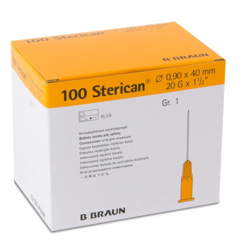 Disposable Sterican Cannulas 20G, 0.90 x 40 mm, yellow