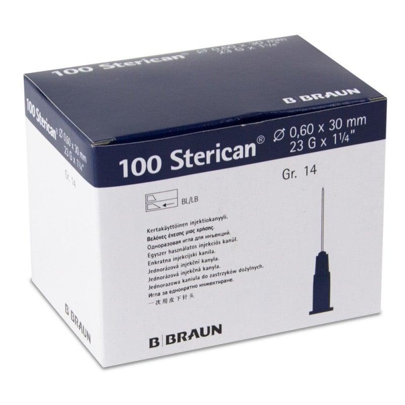 Disposable Sterican Cannulas 23G, 0.60 x 30 mm, blue