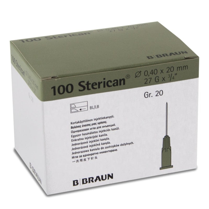 Disposable Sterican Cannulas 27G, 0.40 x 20 mm, grey