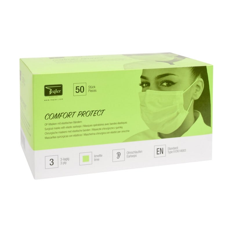 Surgical Mask with Elastic Earloops, 3 ply lime