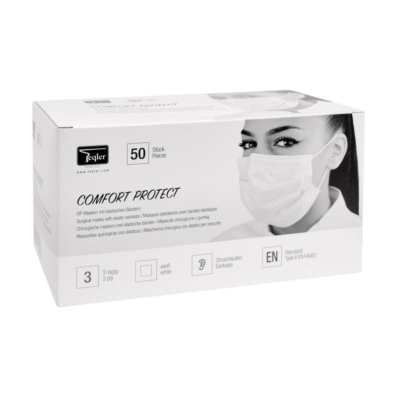 Surgical Mask with Elastic Earloops, 3 ply weiß