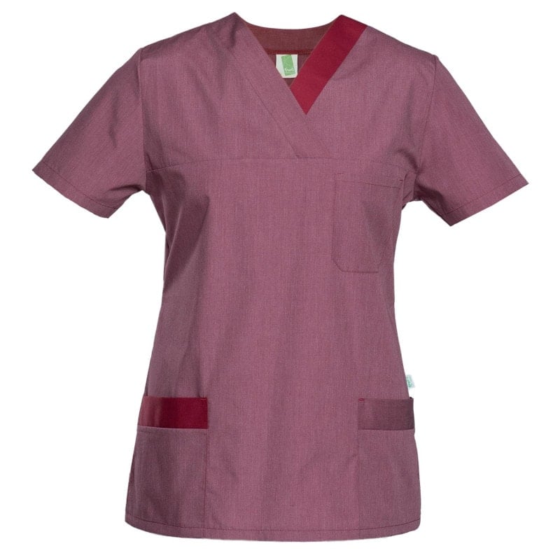Women's Lightweight Scrub Top mottled bordeaux/cherry | XS