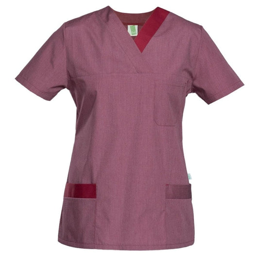 Women's Lightweight Scrub Top mottled bordeaux/cherry | M