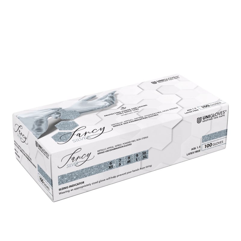 Unigloves FANCY Nitrile Gloves silver | XL