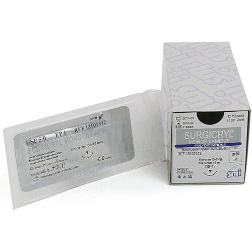 Surgicryl Monofilament DS 12, 0.7 (6/0) 45cm
