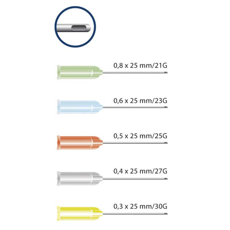Miraject Endotec 30G, 0.3 x 25 mm (yellow)