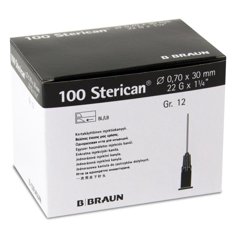 Disposable Sterican Cannulas 22G, 0.70 x 30 mm, black