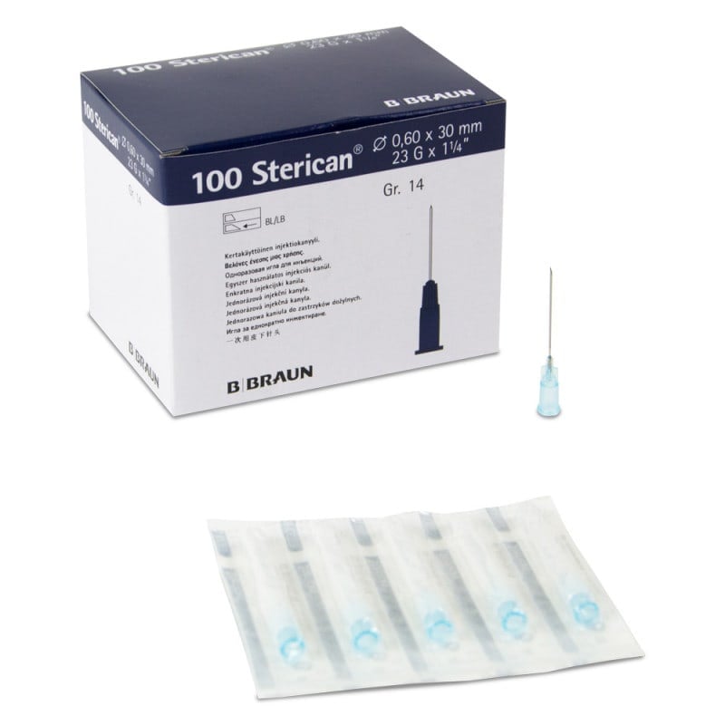 Disposable Sterican Cannulas 23G, 0.60 x 30 mm, blue