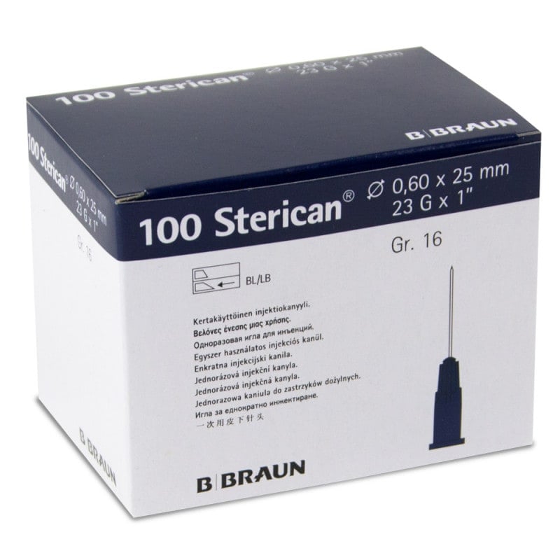 Disposable Sterican Cannulas 23G, 0.60 x 25 mm, blue