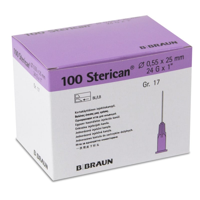 Disposable Sterican Cannulas 24G, 0.55 x 25 mm, violet