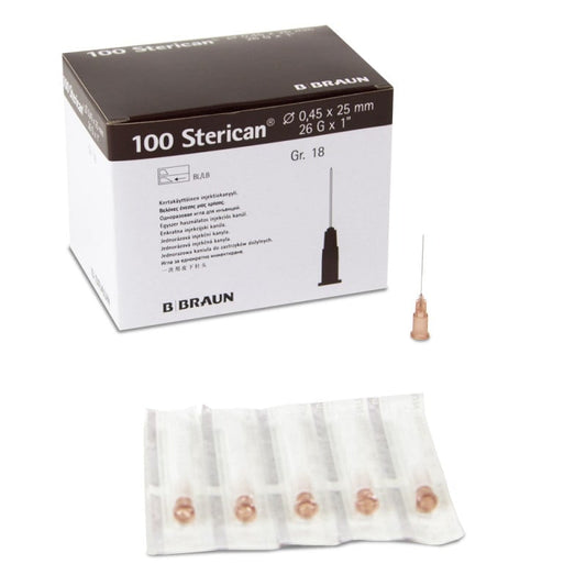 Disposable Sterican Cannulas 26G, 0.45 x 25 mm, brown