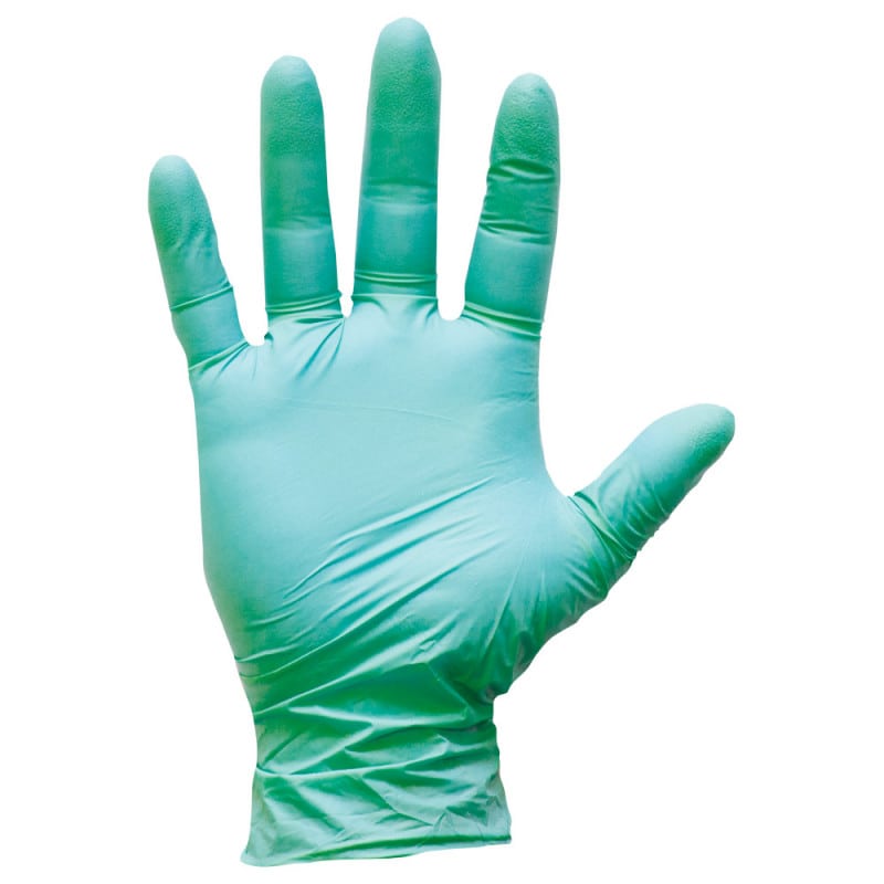 Teqler Nitrile Gloves, Powder-Free Green | L