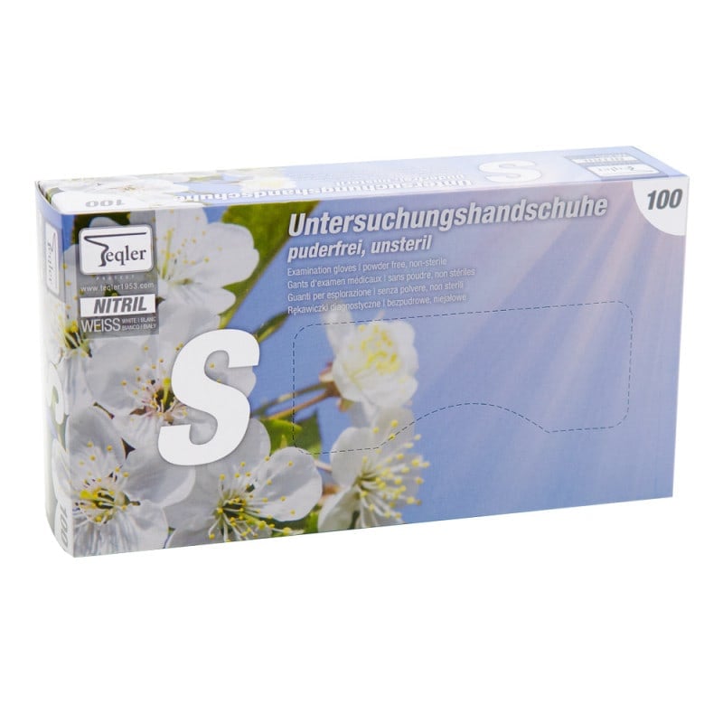 Teqler Nitrile Gloves, Powder-Free White | S